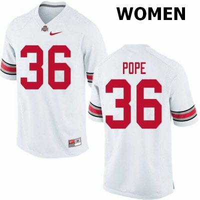 NCAA Ohio State Buckeyes Women's #36 K'Vaughan Pope White Nike Football College Jersey FAY3845RQ